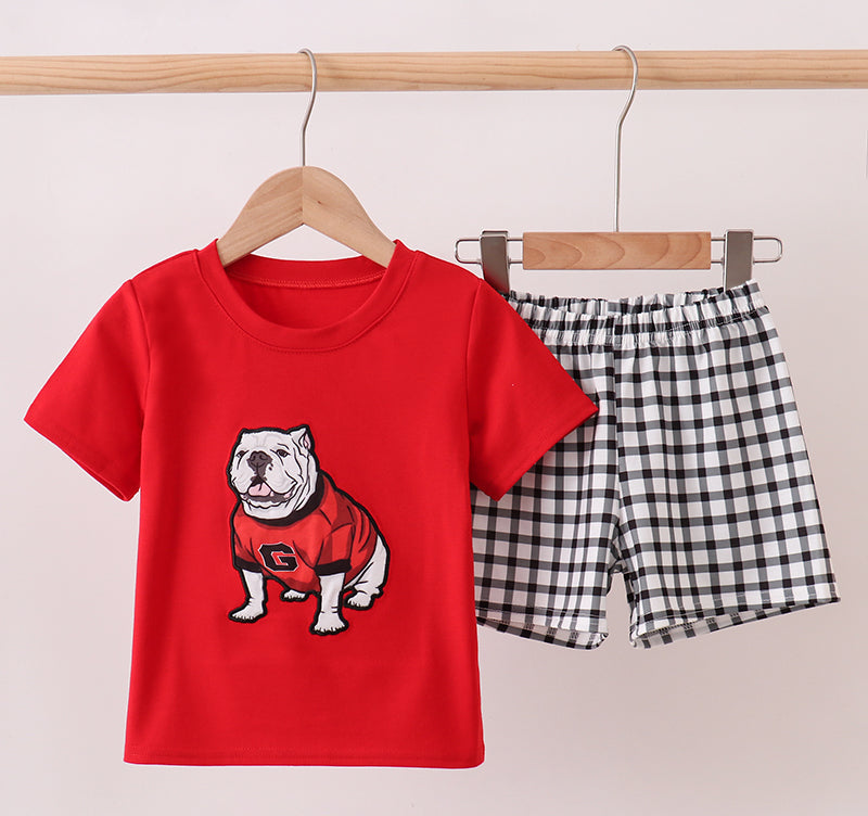 Red Georgia Applique Gingham Shorts Set
