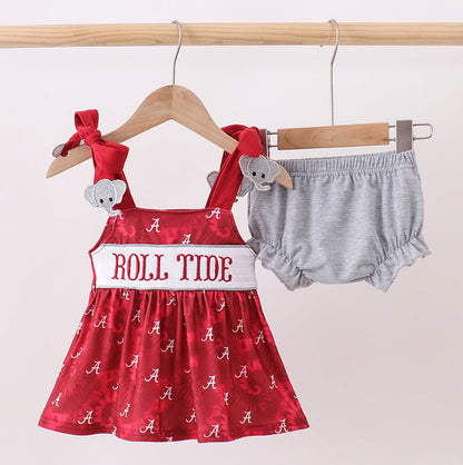 Maroon Alabama Roll Tide Smocked Bloomer Set