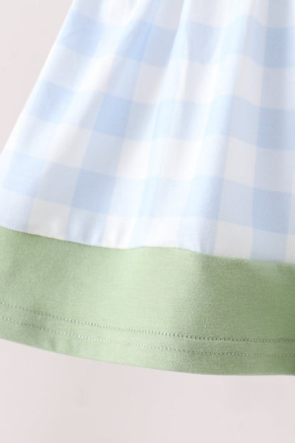 Blue Pumpkin Embroidery Gingham Bloomer set