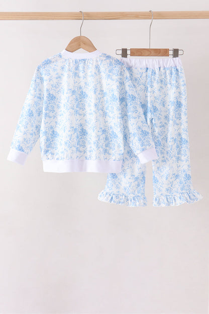 Blue floral print mom&me pants set
