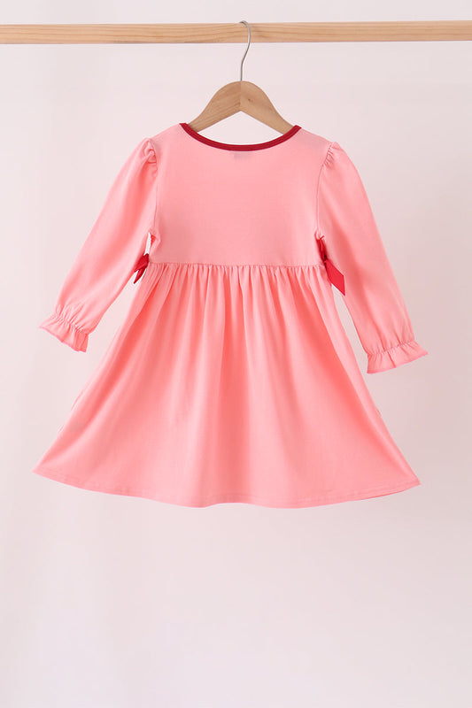 Pink turkey embroidery dress