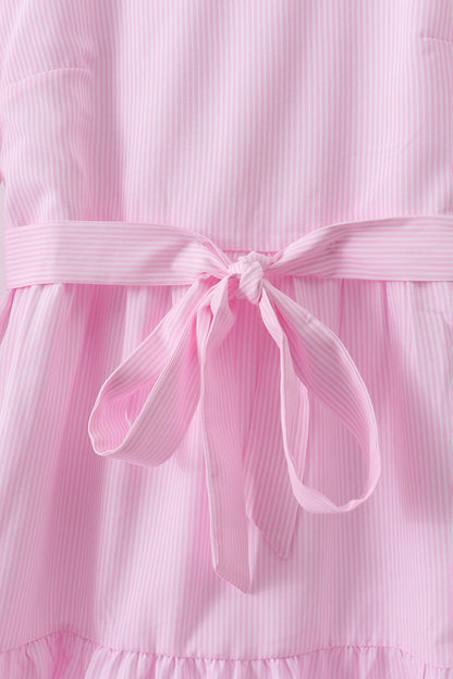 Pink stripe tiered maxi dress