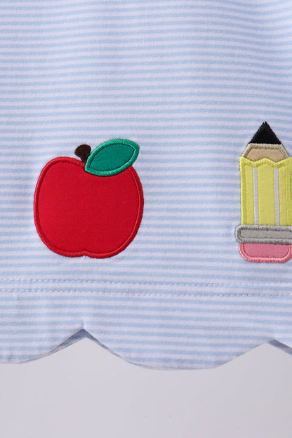Blue Apple pencil Embroidery Bloomer Set